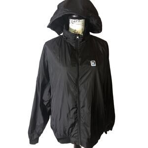 DC SHOE CO waterproof Hooded, Black WINDBREAKER jacket nylon‎ size L EUC